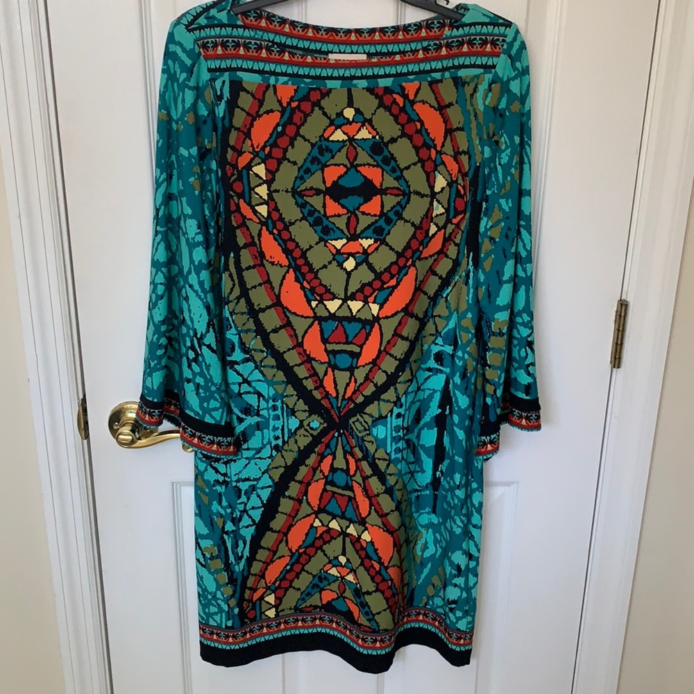 Beige By Eci Multi Colored Mosaic Pattern Dress W… - image 1